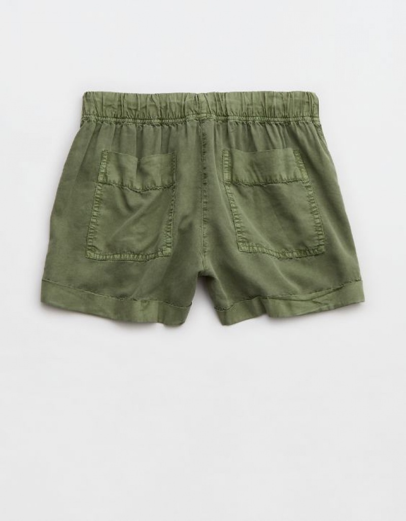 Short Aerie High Waisted Tie Taille Vert Olive | DKV-81850021