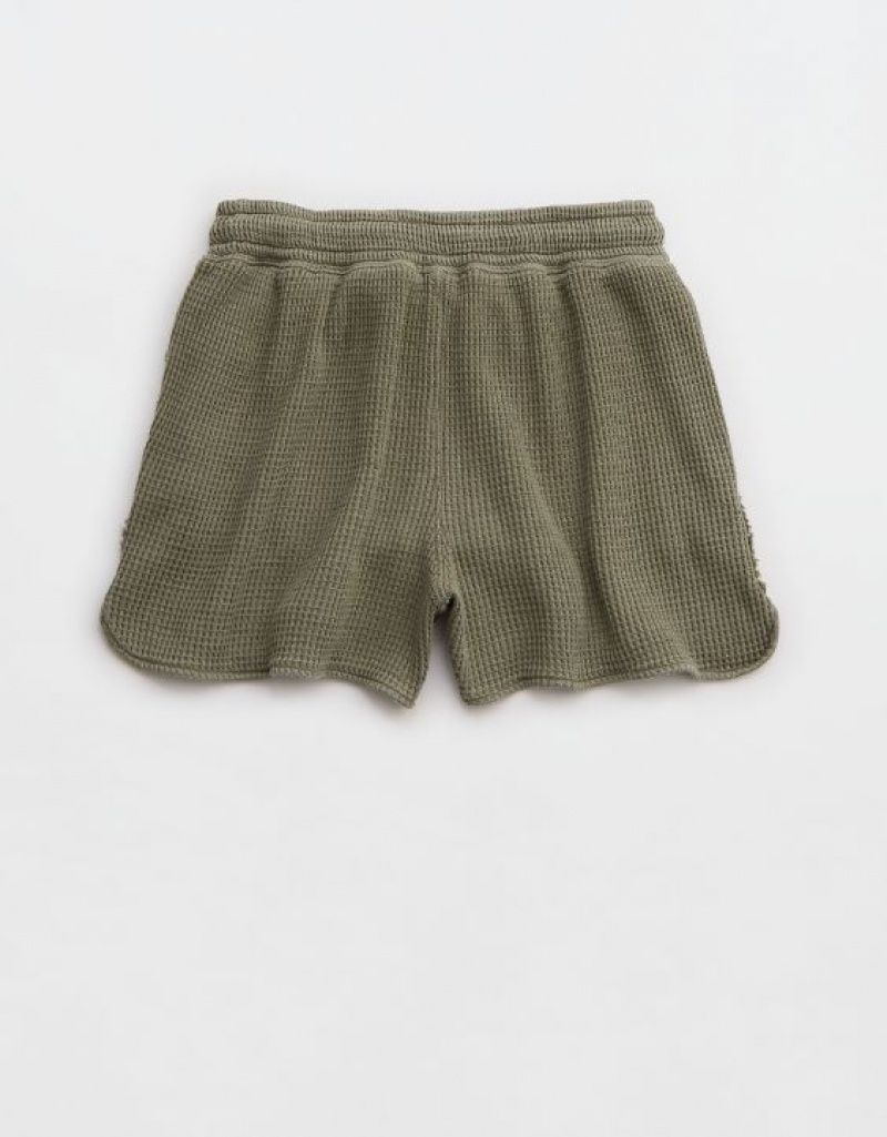 Short Aerie High Waisted LumberJane Waffle Vert Olive | YBU-60762211