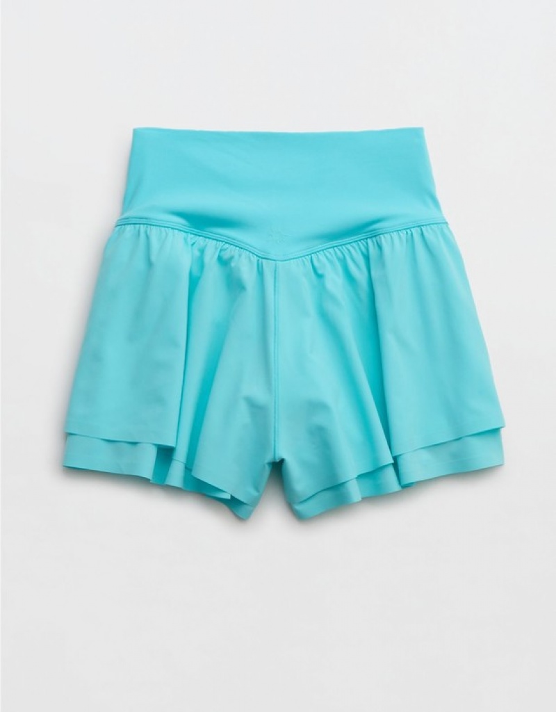 Short Aerie OFFLINE By Real Me Ruched Flowy Bleu | FAH-55949666