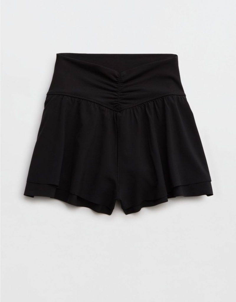 Short Aerie OFFLINE By Real Me Ruched Flowy Noir | WMW-32319139