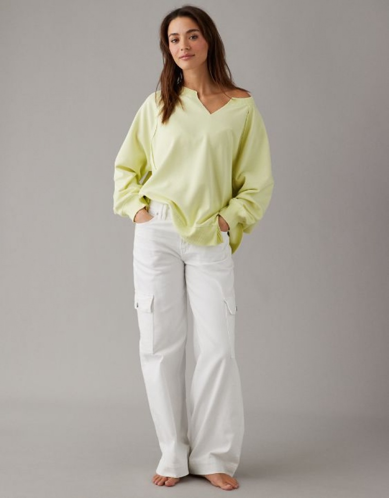 Sweats Aerie Big Hug Oversized Notch Neck Jaune | IXY-13336258