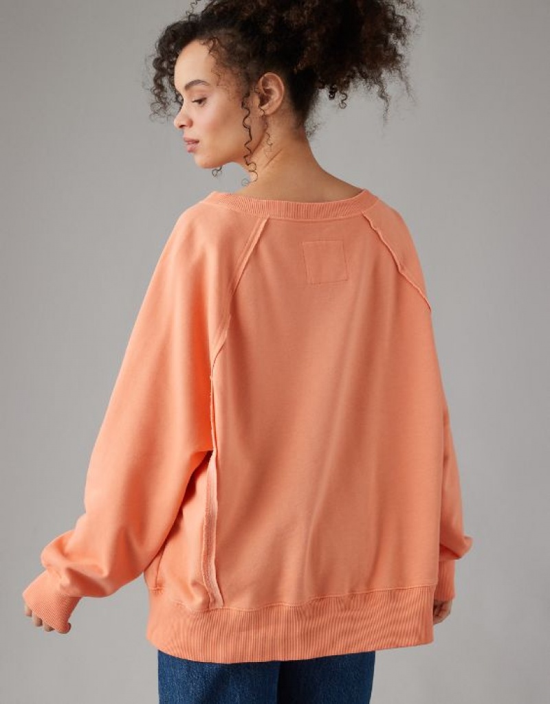 Sweats Aerie Big Hug Oversized Notch Neck Orange | XPJ-69392140