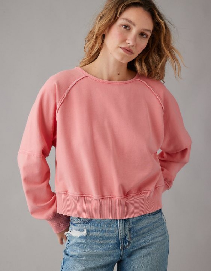 Sweats Aerie Long-Sleeve Cropped Twist-Back Corail | MJO-83477261