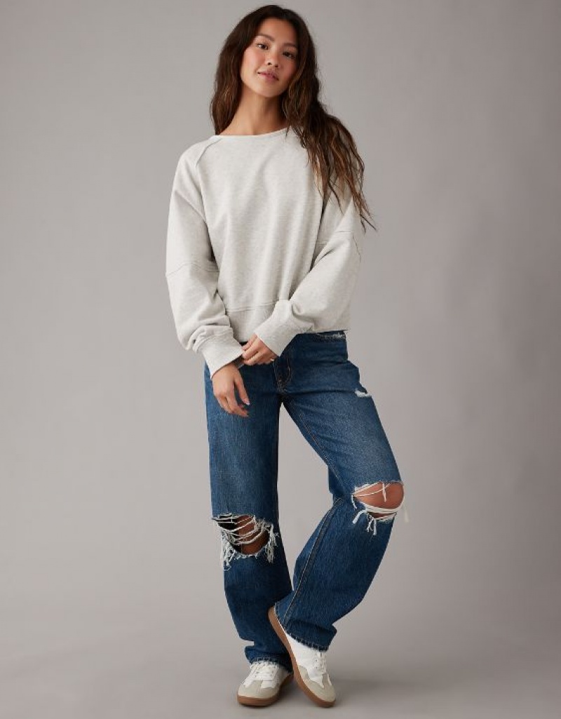 Sweats Aerie Long-Sleeve Cropped Twist-Back Grise | NHO-68339786