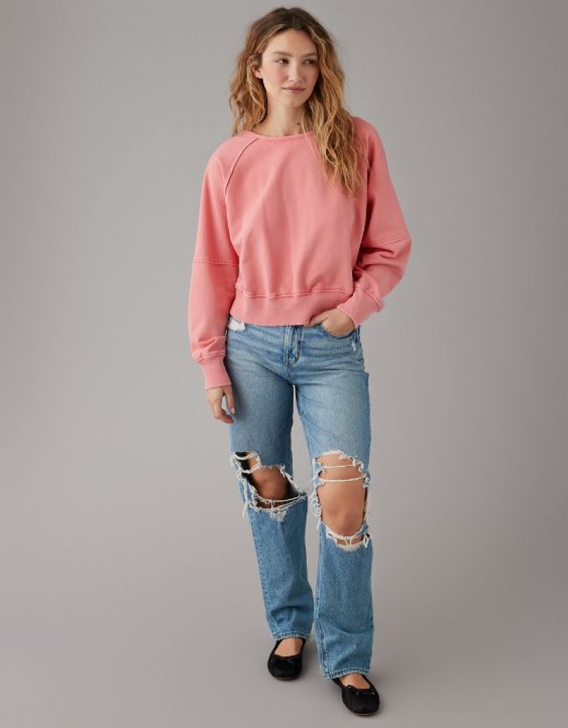 Sweats Aerie Long-Sleeve Cropped Twist-Back Corail | MJO-83477261