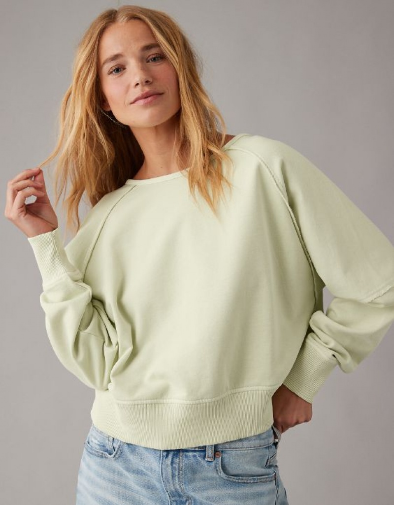 Sweats Aerie Long-Sleeve Cropped Twist-Back Vert | TJT-90409508