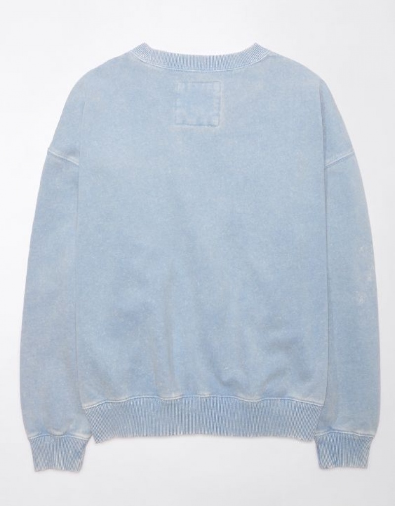 Sweats Aerie Crew Neck Graphique Fleece Bleu Clair | SLS-91686034