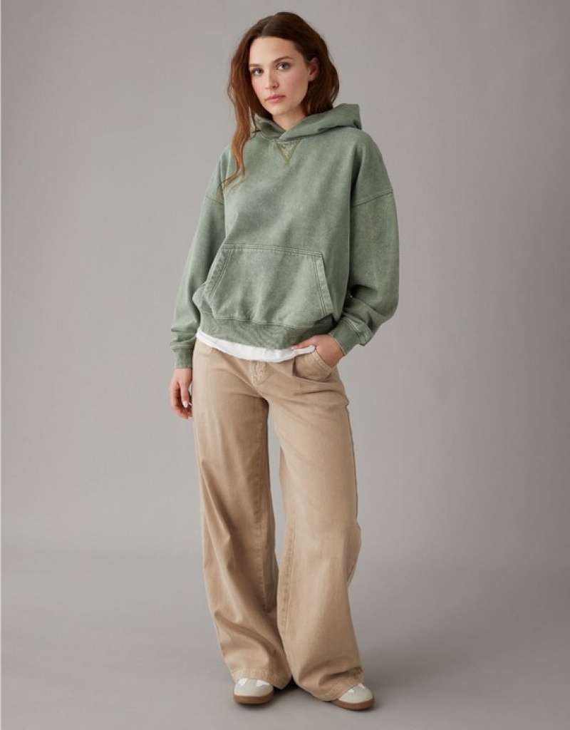 Sweat a Capuche Aerie Fleece Vert Olive | PWJ-38364754