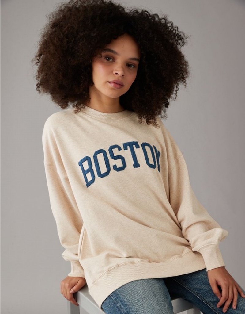 Sweats Aerie Oversized Boston Graphique Marron | YFD-34984409