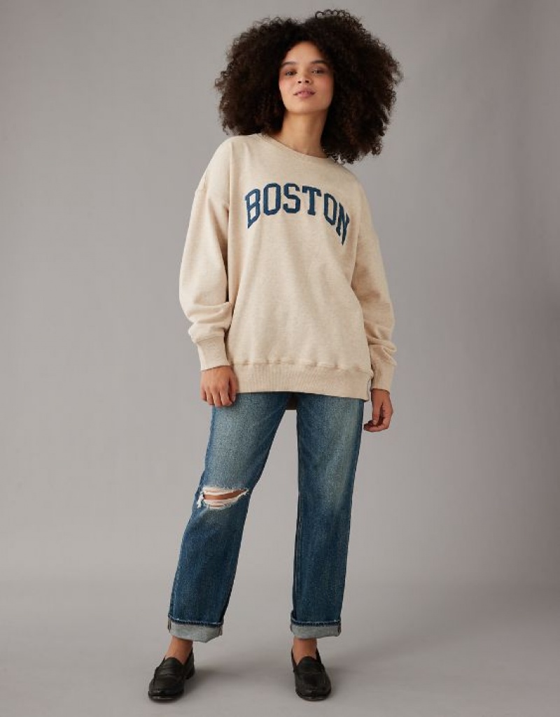 Sweats Aerie Oversized Boston Graphique Marron | YFD-34984409