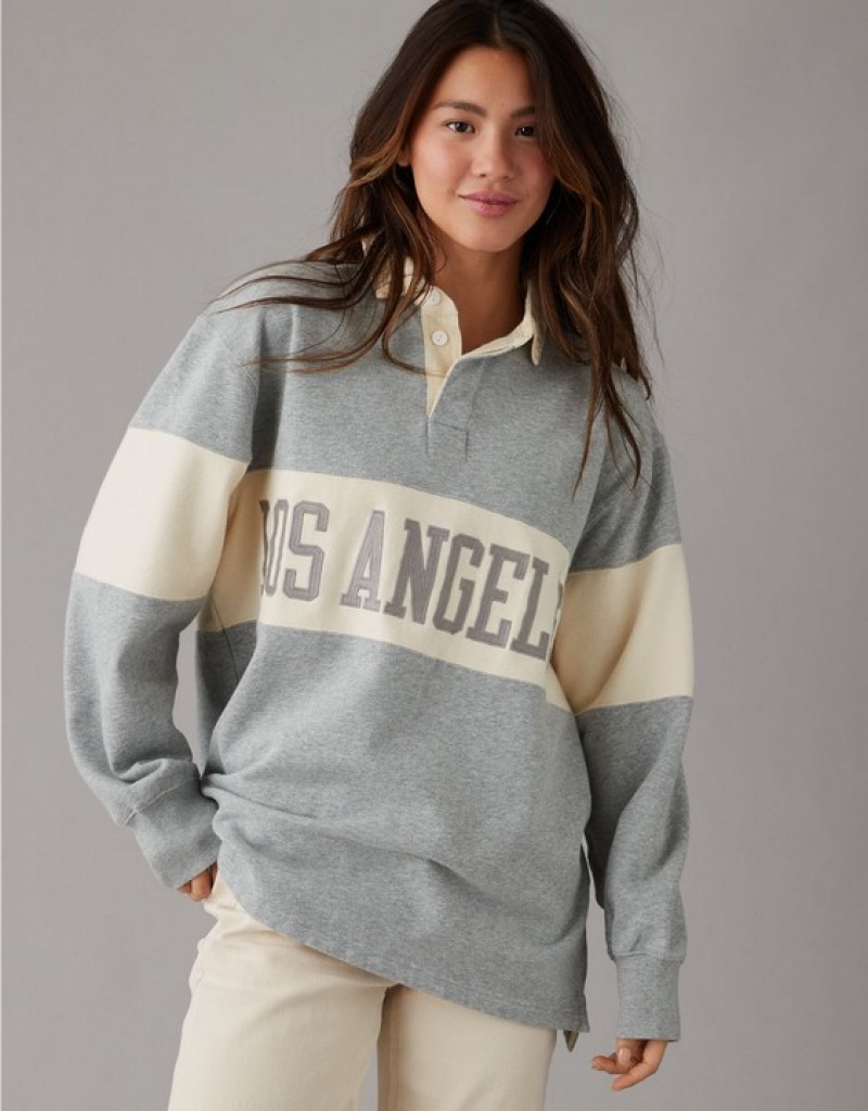 Sweats Aerie Oversized Los Angeles Polo Fleece Grise | ULB-03579332