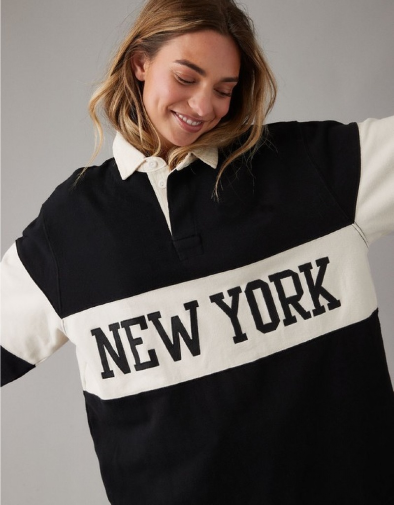 Sweats Aerie Oversized New York Polo Fleece Noir | JYQ-41616399