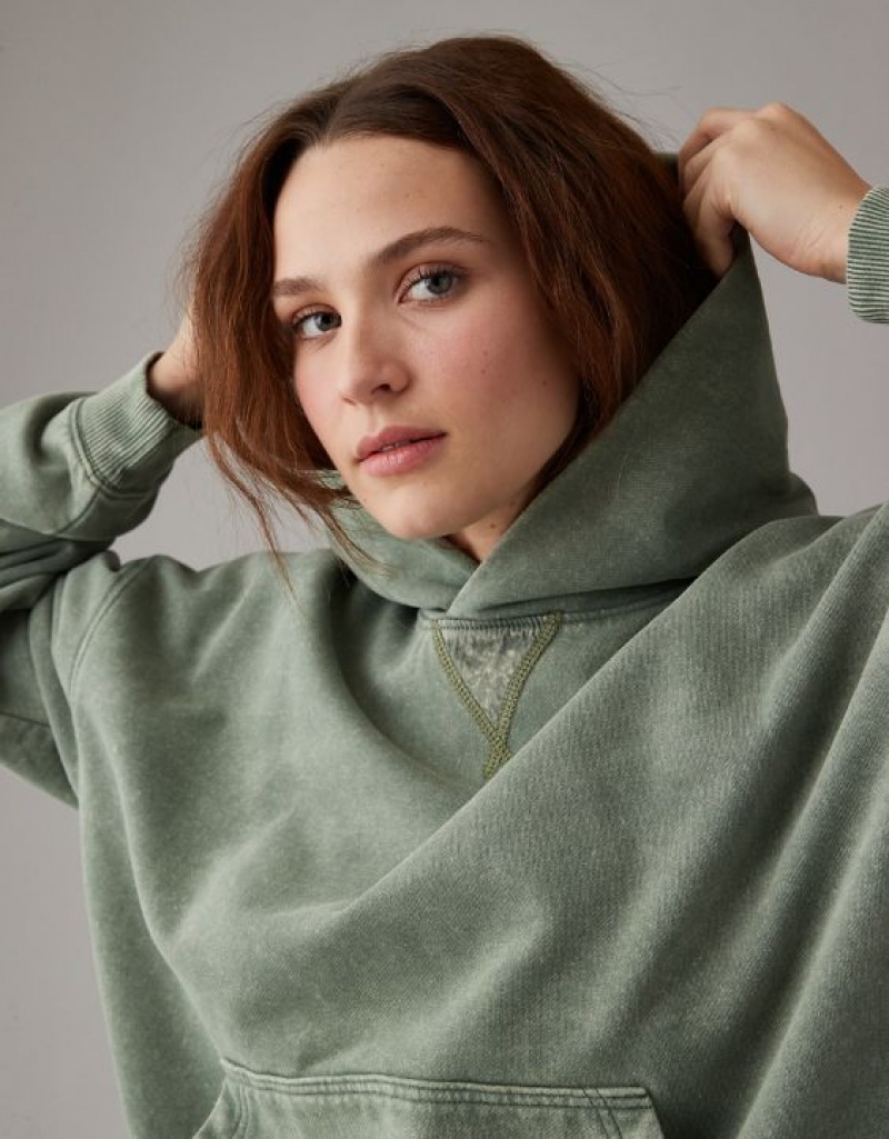 Sweat a Capuche Aerie Fleece Vert Olive | PWJ-38364754