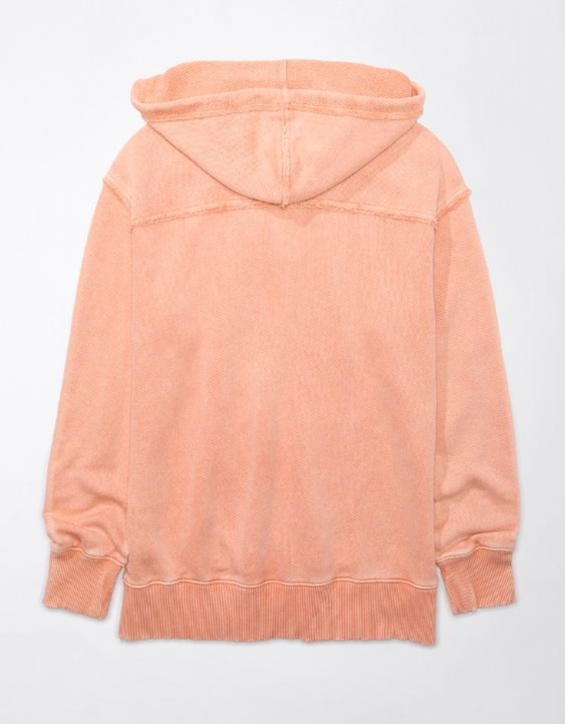 Sweat a Capuche Aerie Oversized Washed Zip-Up Orange | ZQG-57691923