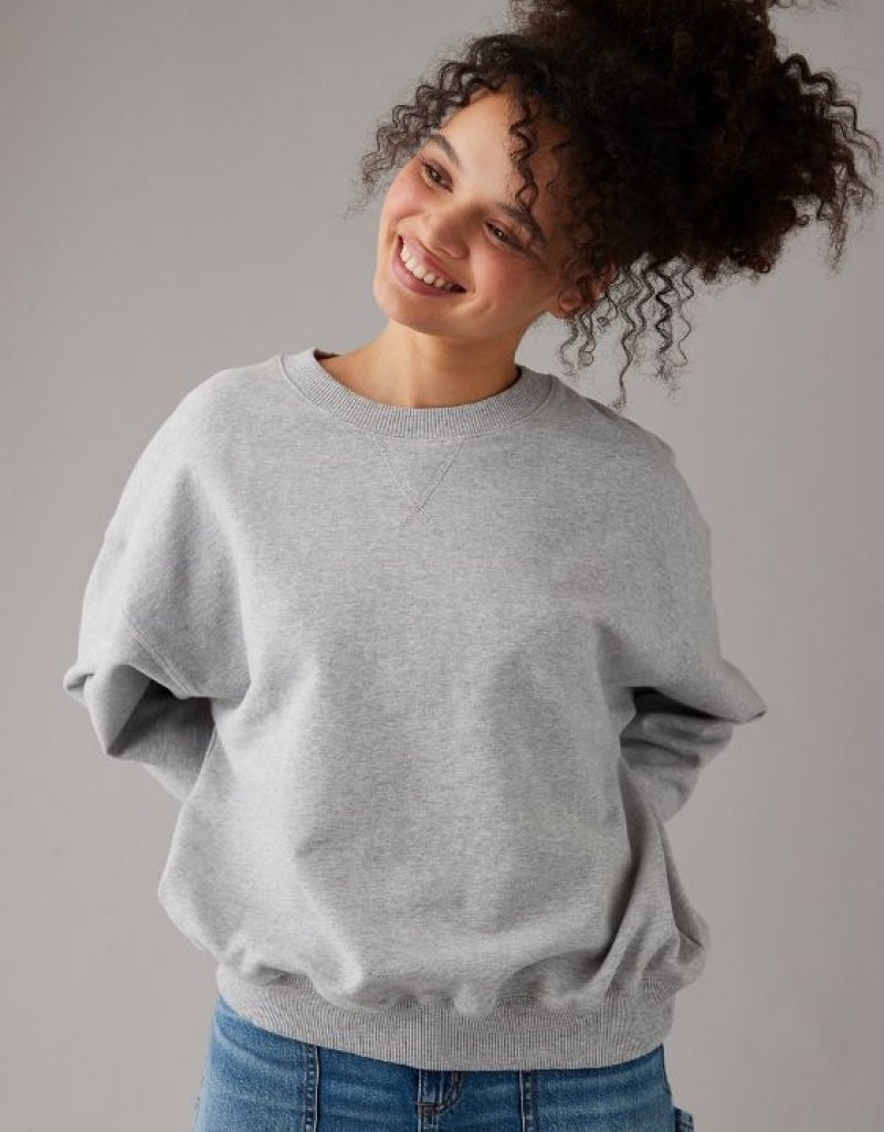 Sweats Aerie Crew Neck Fleece Grise | KKA-90476365