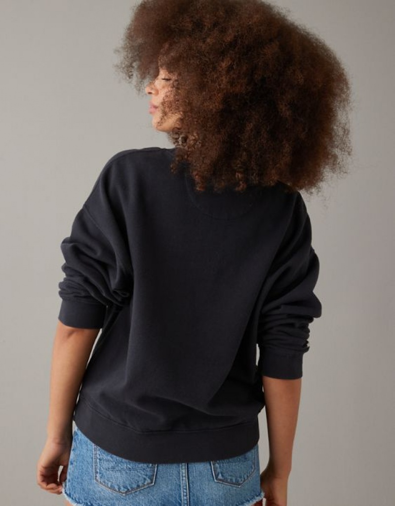 Sweats Aerie Mean Crew Neck Noir | XSC-19855846