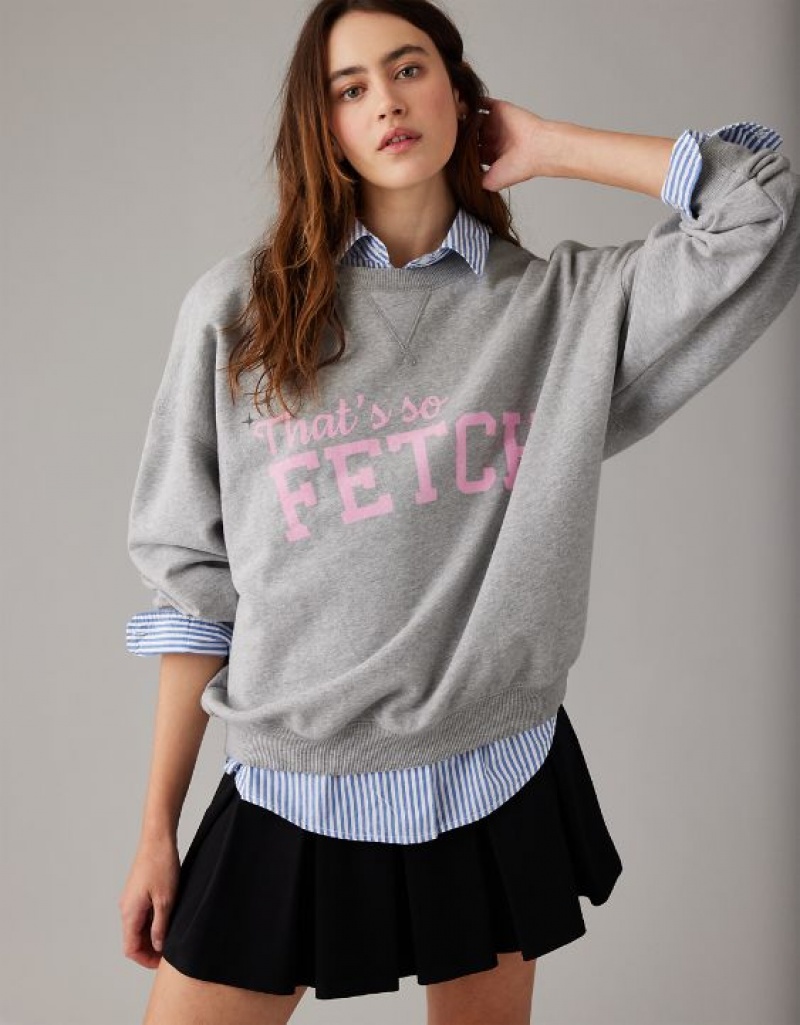 Sweats Aerie Mean Fetch Crew Neck Grise | UCQ-52215299