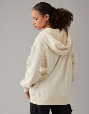 Sweat a Capuche Aerie Oversized Washed Zip-Up Blanche | PZU-24687929