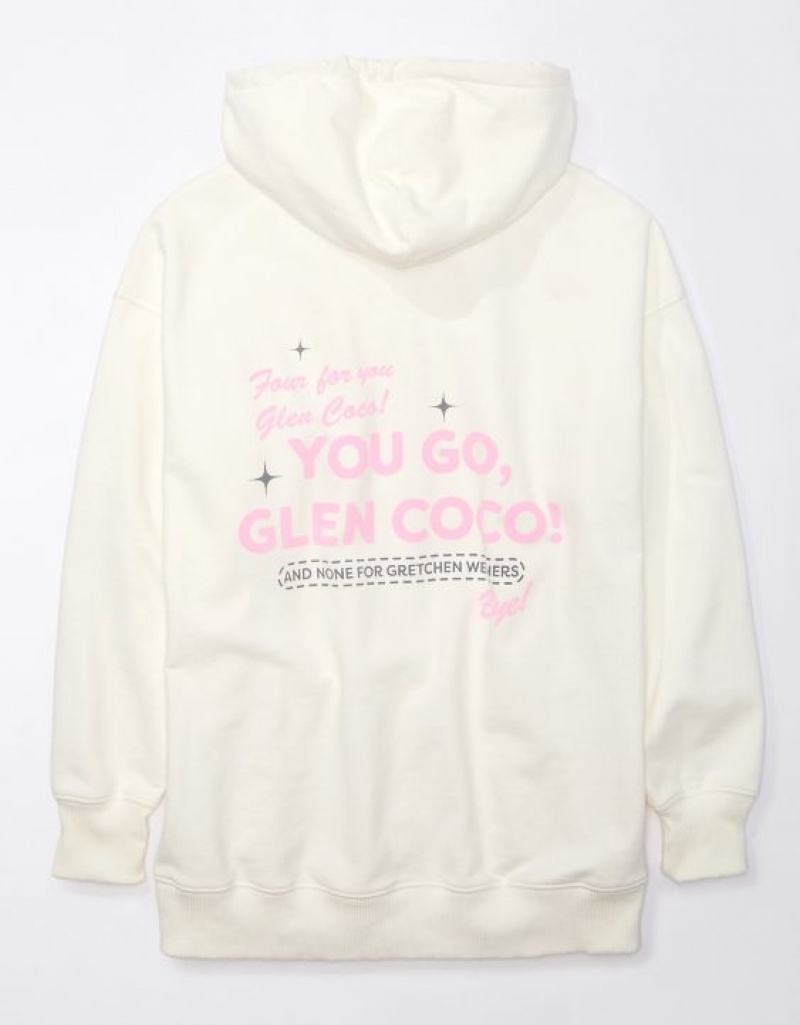 Sweat a Capuche Aerie Mean Oversized Zip-Up Glen Coco Blanche | MSQ-08513360