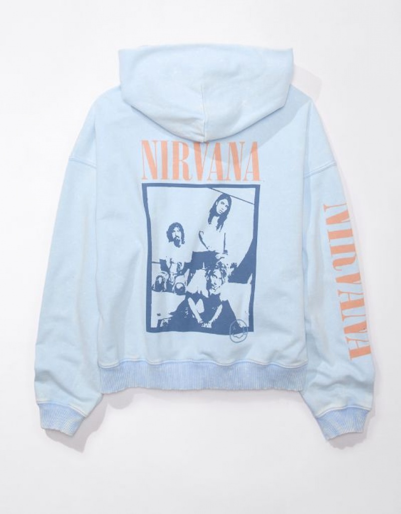 Sweat a Capuche Aerie Nirvana Graphique Bleu | RFF-45837496