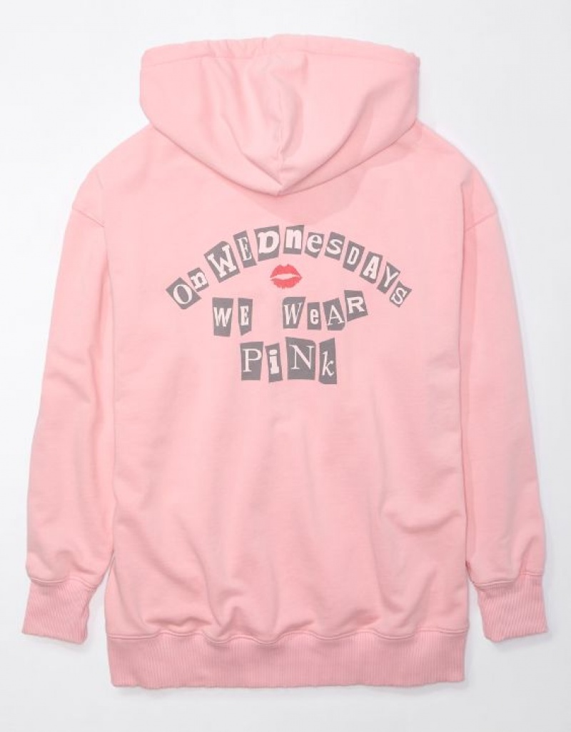 Sweat a Capuche Aerie Mean Oversized Zip-Up Pink Rose Clair | AML-84922655