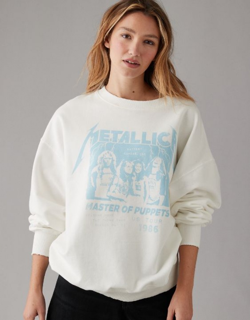 Sweats Aerie Oversized Metallica Graphique Beige Blanche | JVS-38268510