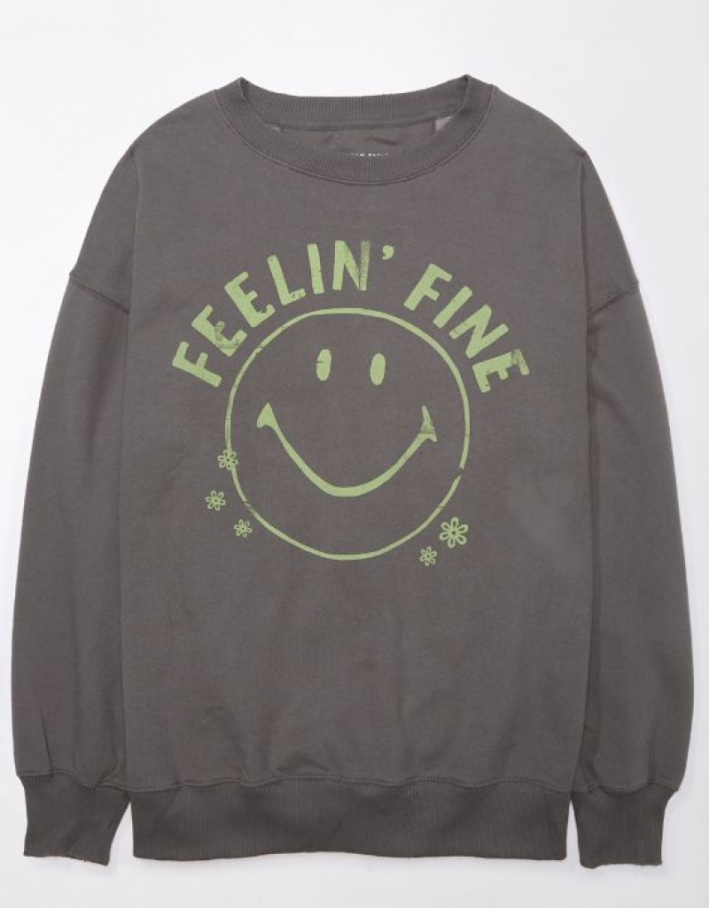 Sweats Aerie Oversized Smiley Graphique Grise | HNU-59334849