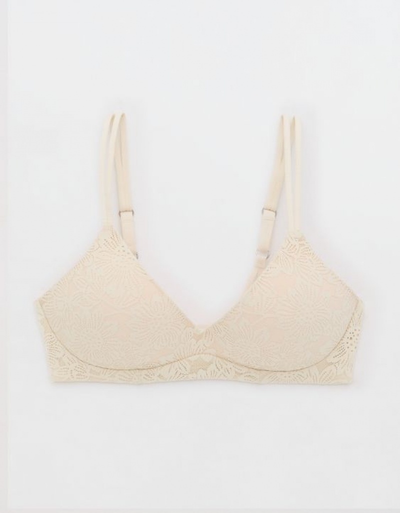 Soutien Gorge Aerie Sunnie Wireless Push Up Bloom Dentelle Jaune Clair | MWR-02829756