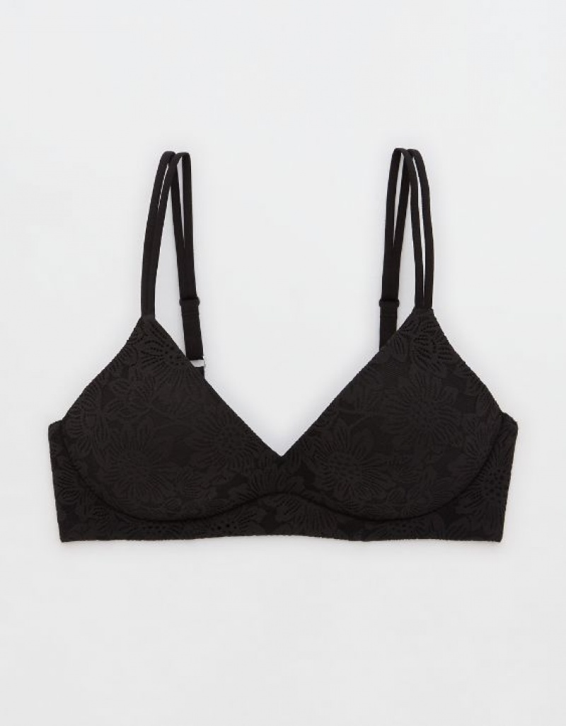 Soutien Gorge Aerie Sunnie Wireless Push Up Bloom Dentelle Noir | SFY-78650779