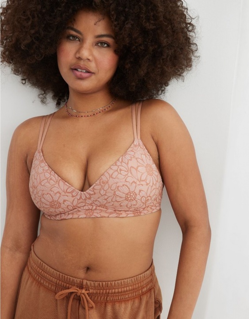 Soutien Gorge Aerie Sunnie Wireless Push Up Bloom Dentelle Rose | BLO-04684425