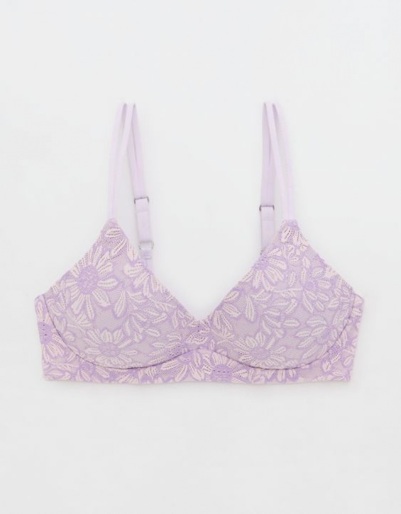 Soutien Gorge Aerie Sunnie Wireless Push Up Bloom Dentelle Lavande | UKN-59090656