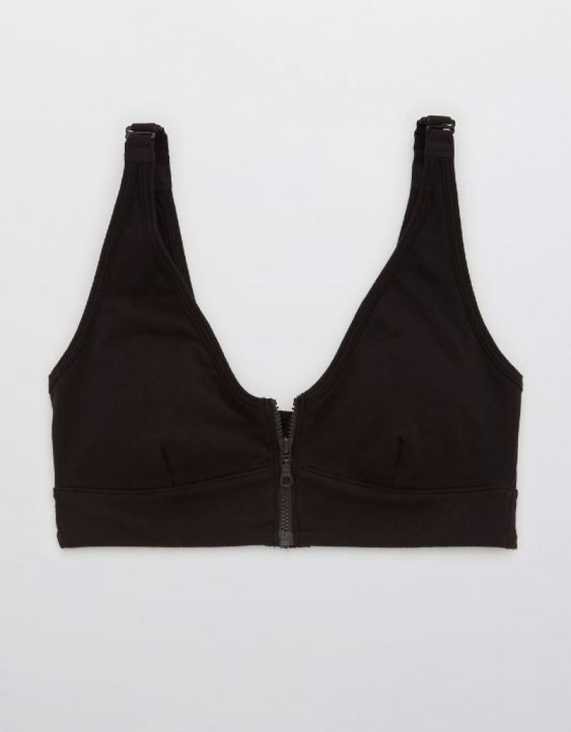 Soutien Gorge Aerie Slick Chicks Adaptive Wireless Zippé Noir | CVT-70474124