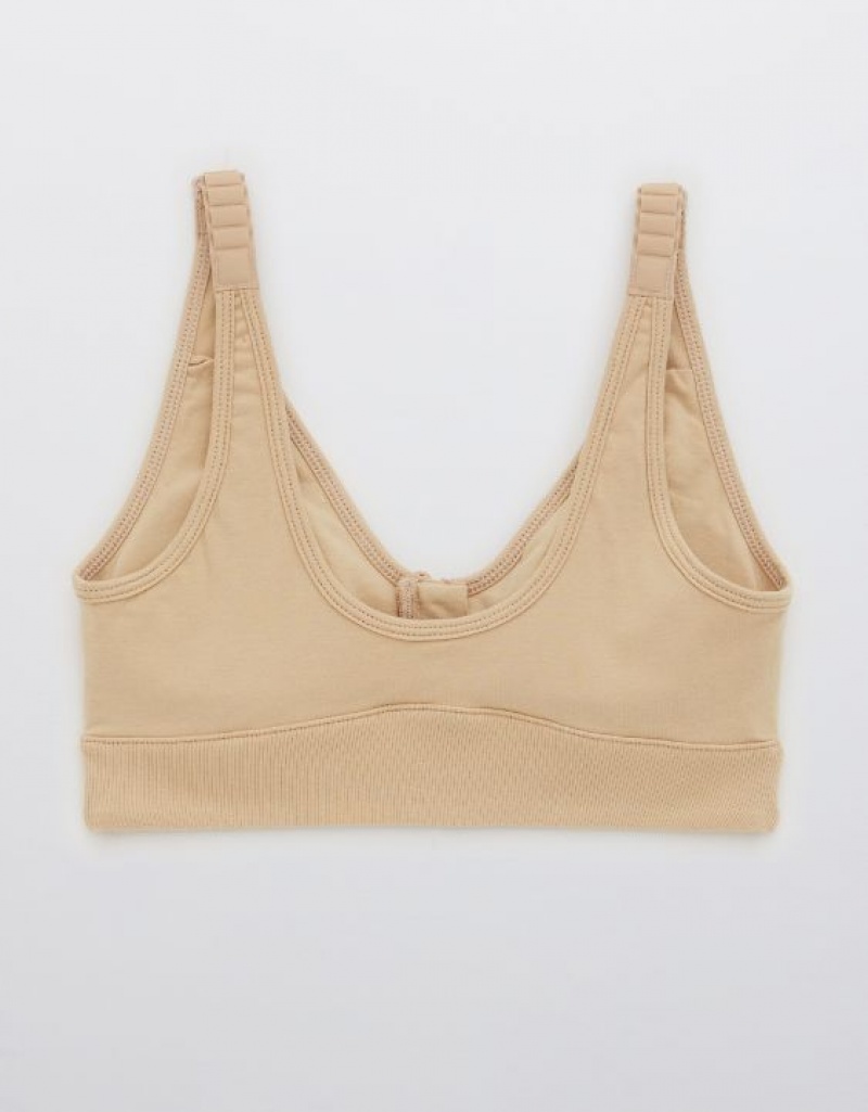 Soutien Gorge Aerie Slick Chicks Adaptive Wireless Zippé Beige | SCE-63592957