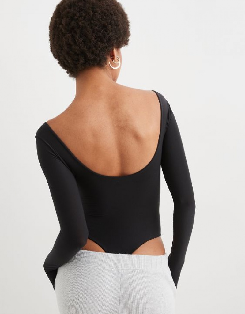 Soutien Gorge Aerie SMOOTHEZ Long Sleeve Noir | IPH-62870032