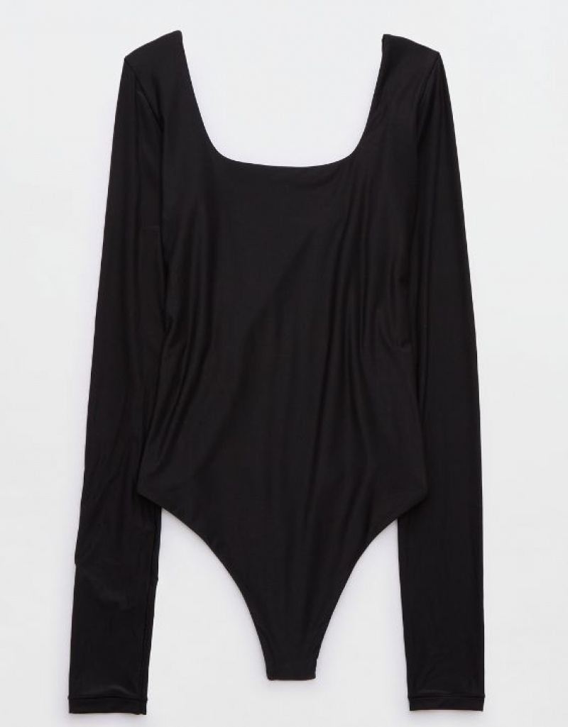 Soutien Gorge Aerie SMOOTHEZ Long Sleeve Noir | IPH-62870032