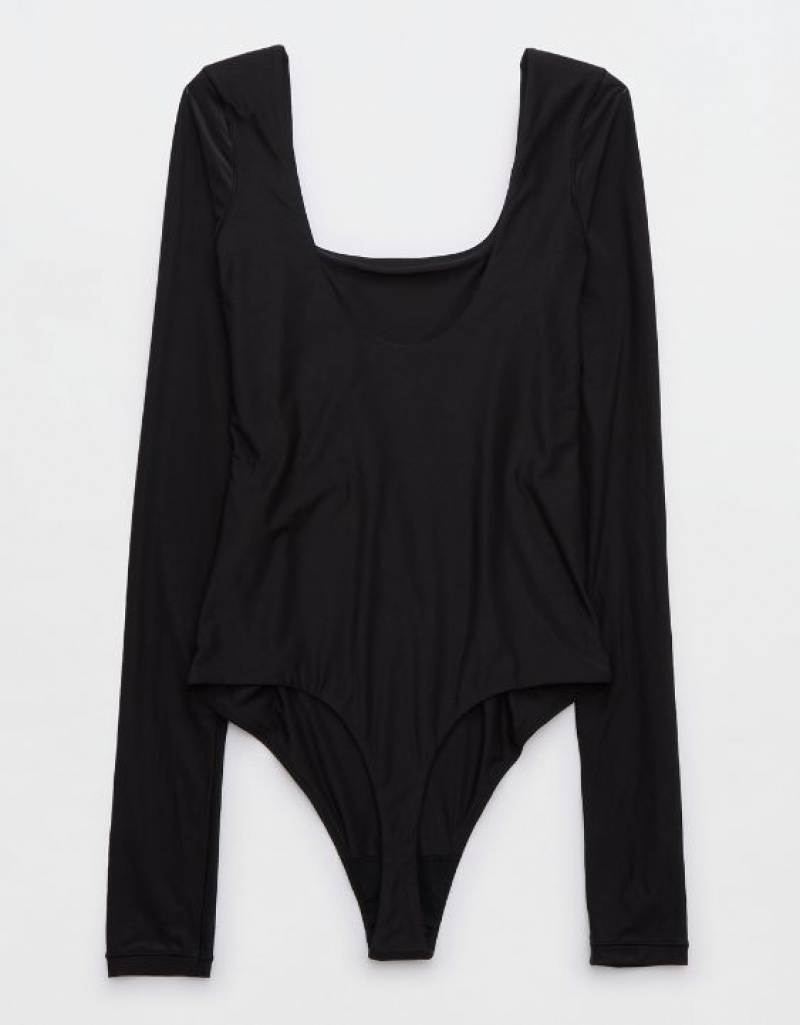 Soutien Gorge Aerie SMOOTHEZ Long Sleeve Noir | IPH-62870032