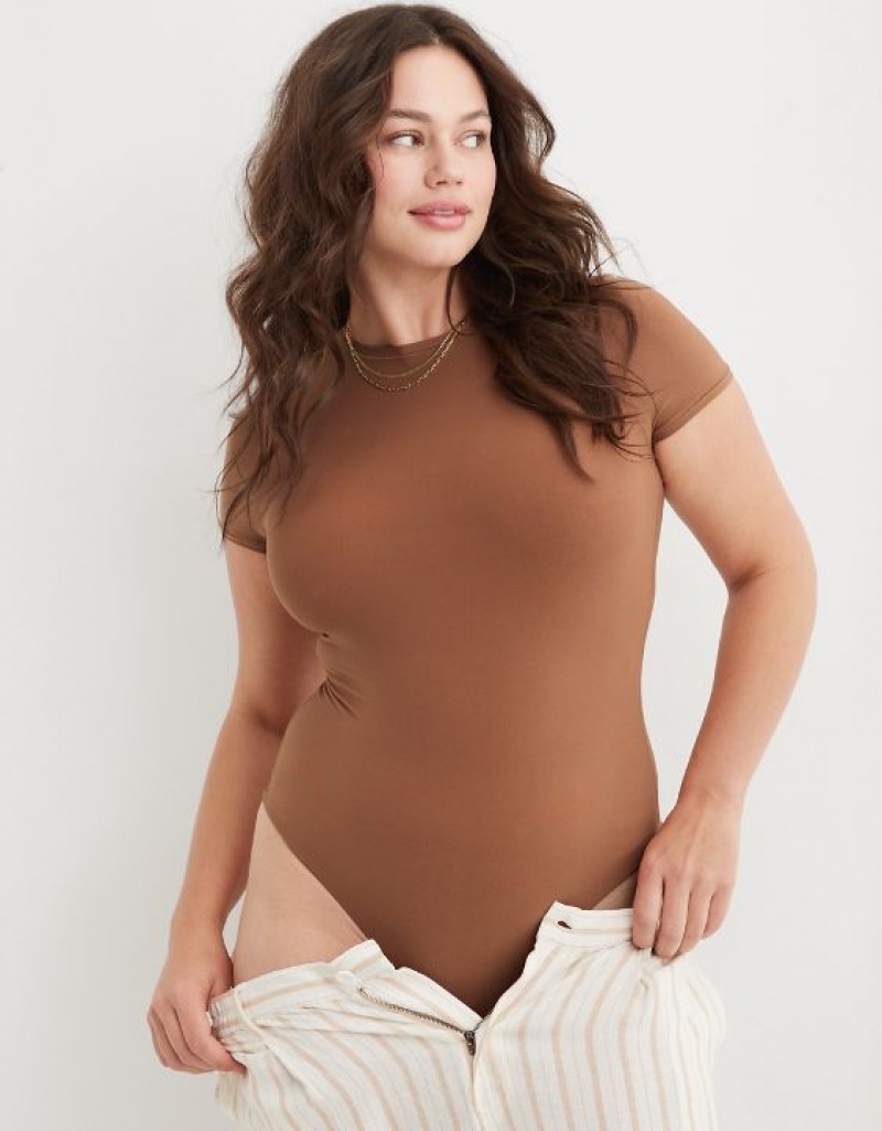 Soutien Gorge Aerie SMOOTHEZ Sleeve Marron | ATJ-60072091