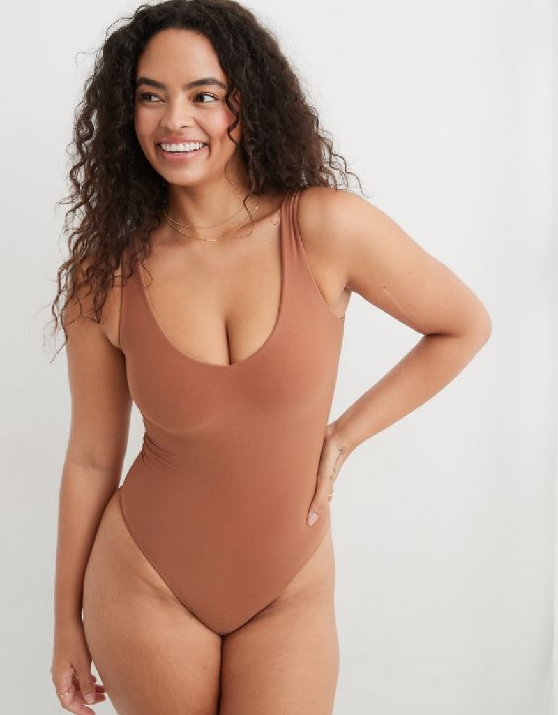 Soutien Gorge Aerie SMOOTHEZ Plunge Beige | MVN-83799380