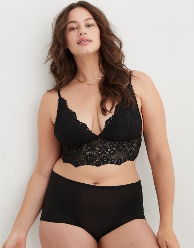 Soutien Gorge Aerie Show Off Dentelle Rembourré Longlinelette Noir | VMQ-01508872