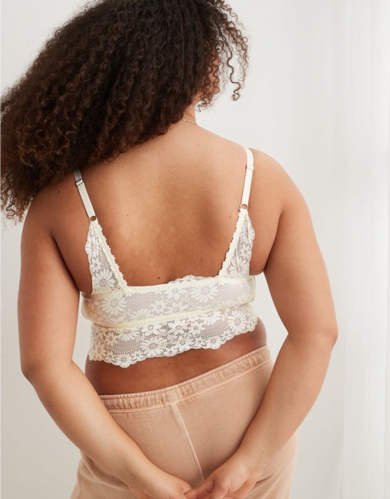 Soutien Gorge Aerie Show Off Dentelle Rembourré Longlinelette Blanche | WJH-09693503