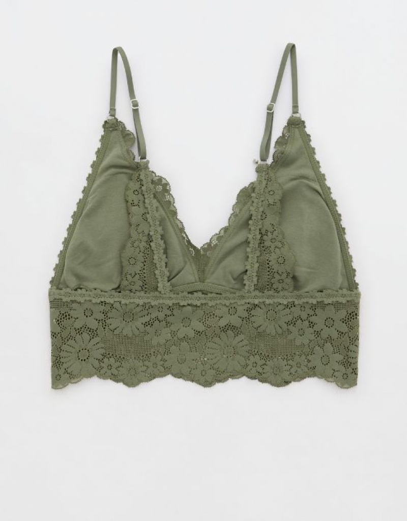 Soutien Gorge Aerie Show Off Dentelle Rembourré Longlinelette Vert Olive | NEO-96714387