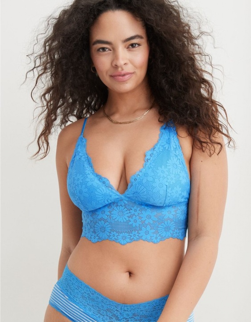 Soutien Gorge Aerie Show Off Dentelle Rembourré Longlinelette Bleu | LQB-47642528