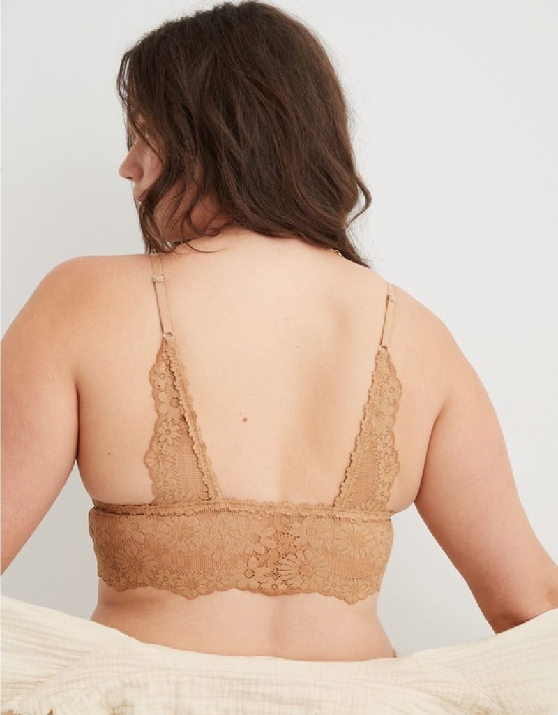 Soutien Gorge Aerie Show Off Dentelle Rembourré Longlinelette Marron | OMX-14064917