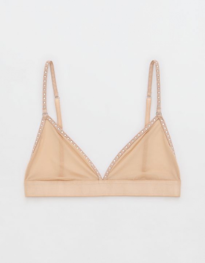 Soutien Gorge Aerie Show Off Mesh Embellishedlette Beige | JAL-56457866