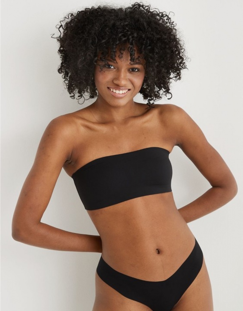 Soutien Gorge Aerie SMOOTHEZ Bandeaulette Noir | CWQ-76157740