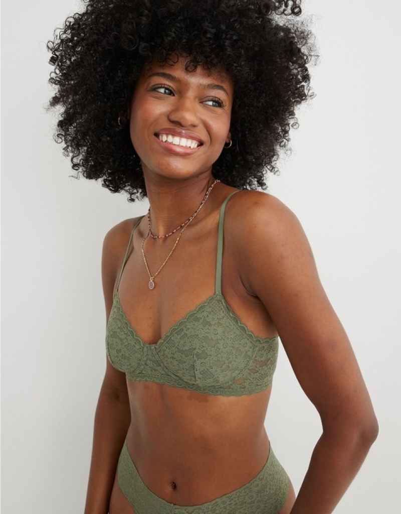 Soutien Gorge Aerie Show Off Vintage Dentelle Wirelesslette Vert Olive | HXF-45501042