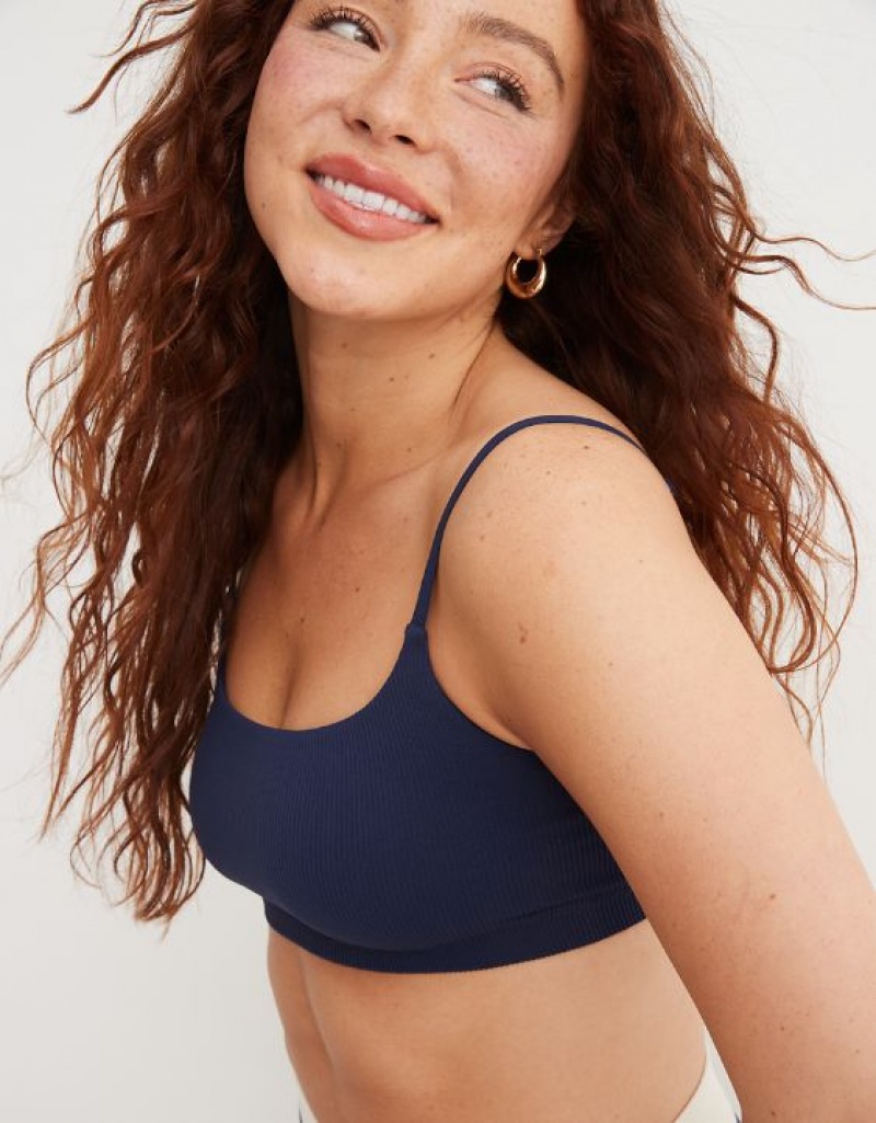 Soutien Gorge Aerie Superchill Seamless Scooplette Bleu Marine | OQI-48394594