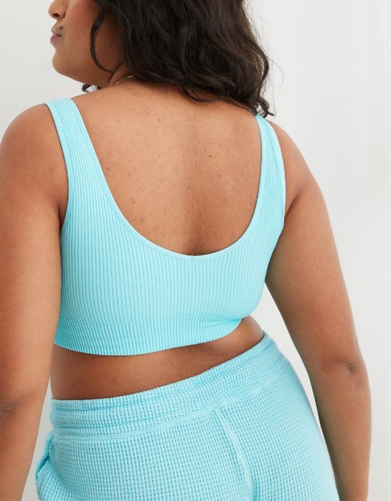 Soutien Gorge Aerie Superchill Seamless Rembourré Vooplette Bleu | CMC-05817990