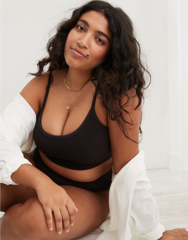 Soutien Gorge Aerie Superchill Coton Seamless Rembourré Scooplette Noir | SAO-93434138