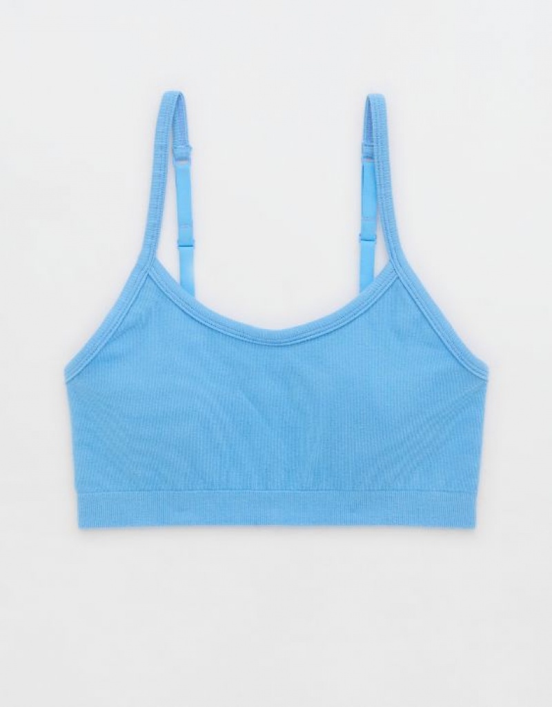 Soutien Gorge Aerie Superchill Coton Seamless Rembourré Scooplette Bleu | AKA-42120882